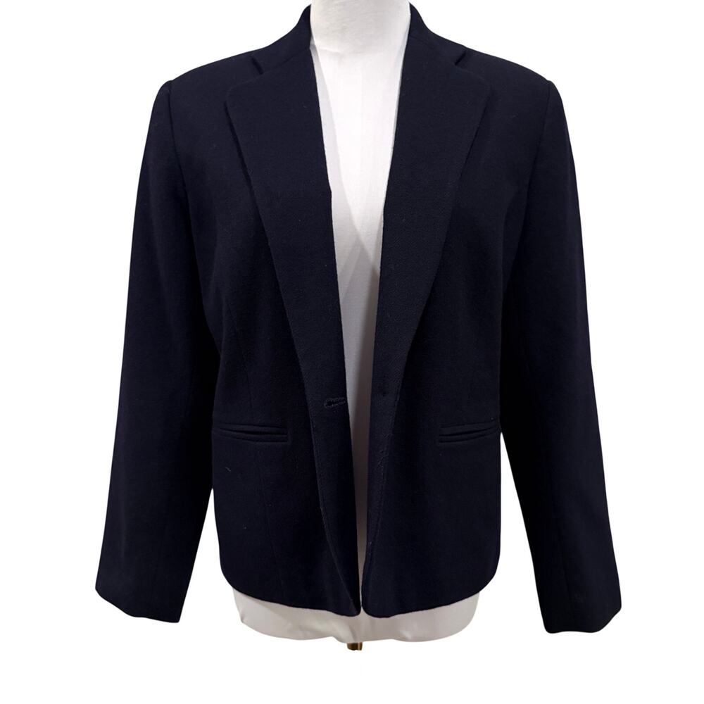 Adolfo Studio Navy Blue Women Wool Blazer Tailored 2p Office Corporate Workwear